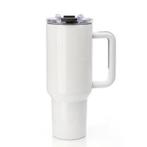 Color Prime - 40 OZ Travel Mug with Plastic Handle-Glossy White Pack - 16pcs