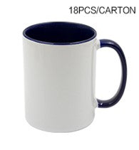 Color Prime - 11oz Colored Inner and Handle Ceramic Mugs - 18pcs pack